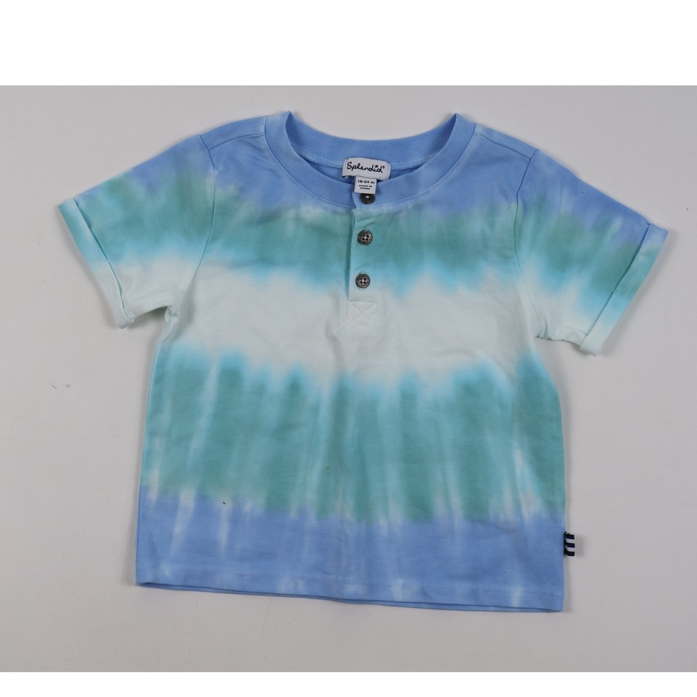 Splendid Henley T-Shirt Tie Dye Blue Green 18-24M NEW